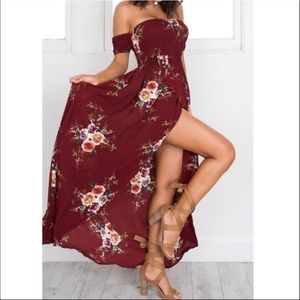boho off shoulder floral dress